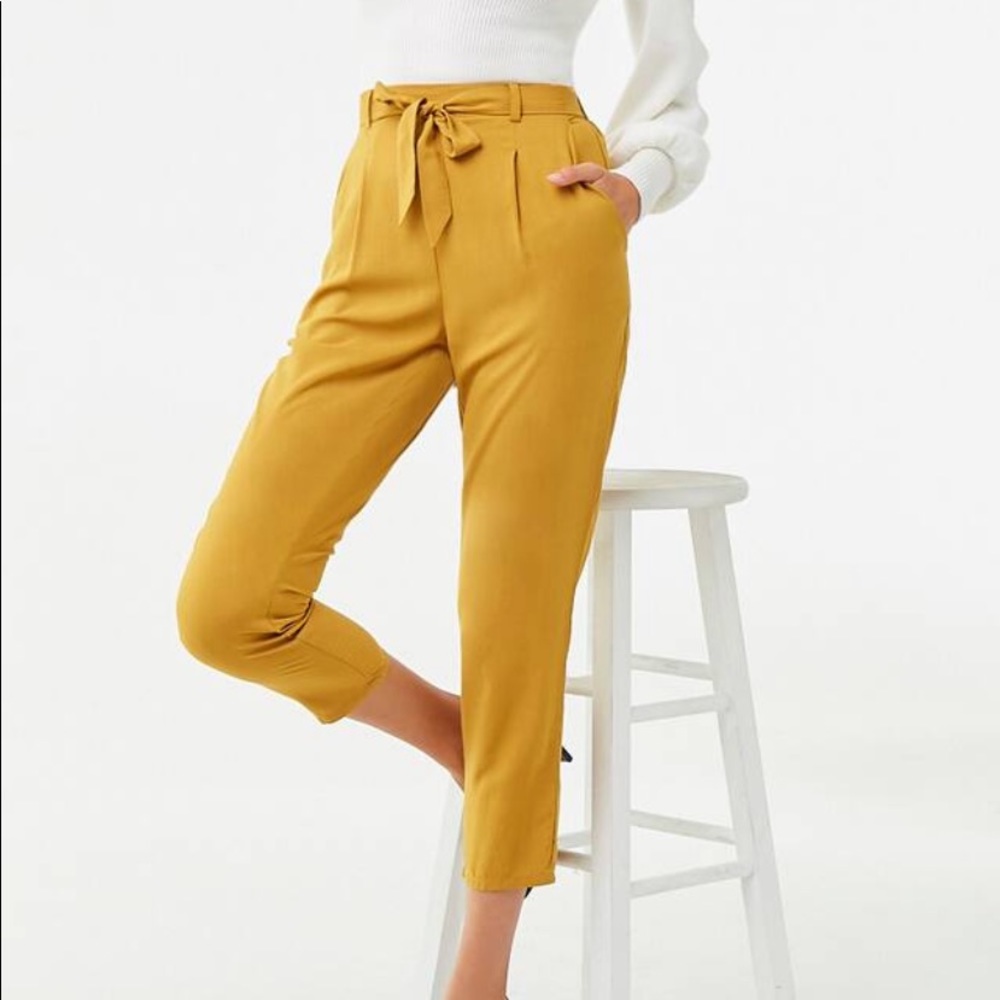 mustard belted pants/trousers (forever 21)